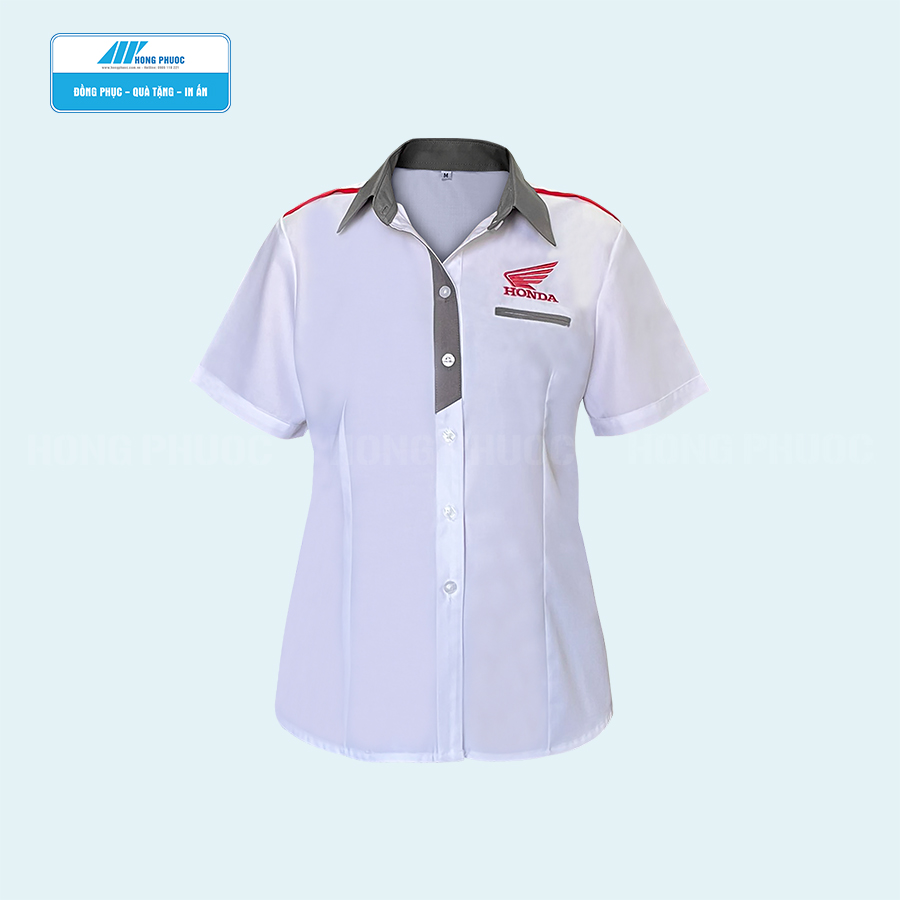 Áo sơ mi nữ bán hàng ngắn tay Honda mới 2024