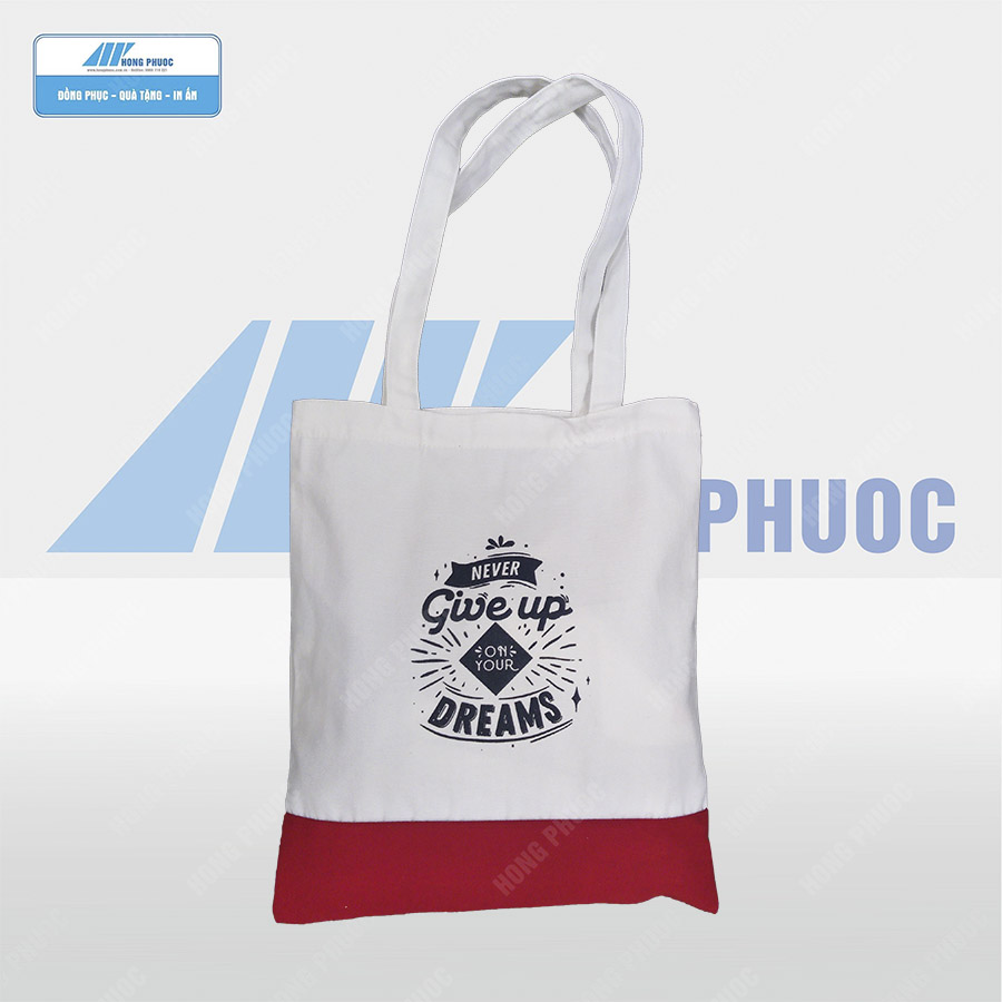 Túi vải Canvas phối màu trắng đỏ